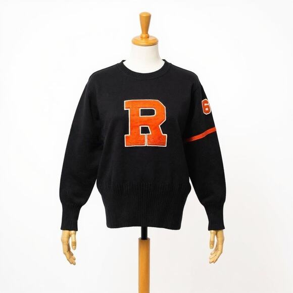 VTG Rutgers Sweater Mens Large Black Letterman Stylized Sportswear Player USA - Picture 1 of 11